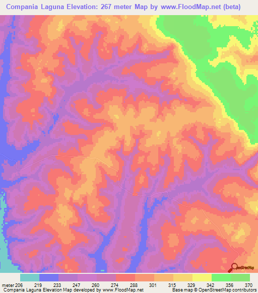 Compania Laguna,Paraguay Elevation Map