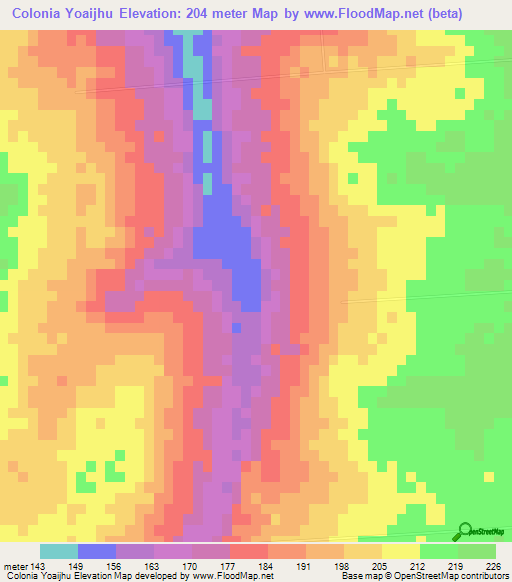 Colonia Yoaijhu,Paraguay Elevation Map
