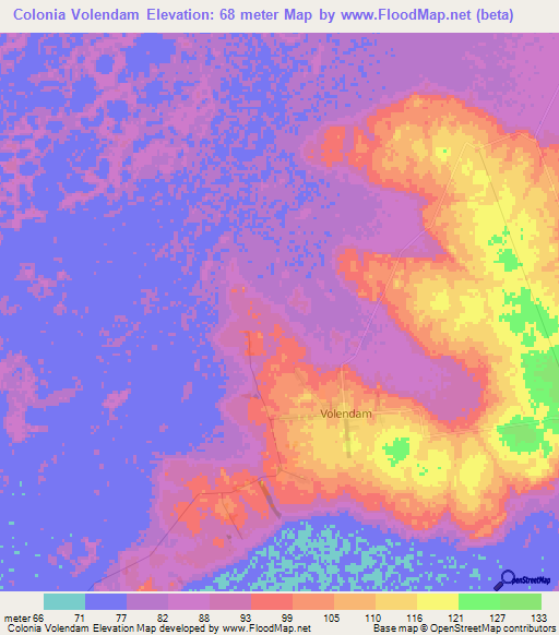 Colonia Volendam,Paraguay Elevation Map