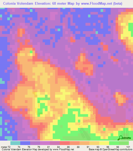 Colonia Volendam,Paraguay Elevation Map