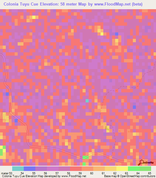 Colonia Tuyu Cue,Paraguay Elevation Map