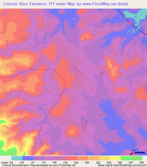 Colonia Stica,Paraguay Elevation Map