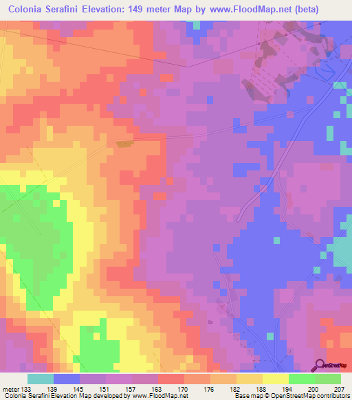 Colonia Serafini,Paraguay Elevation Map