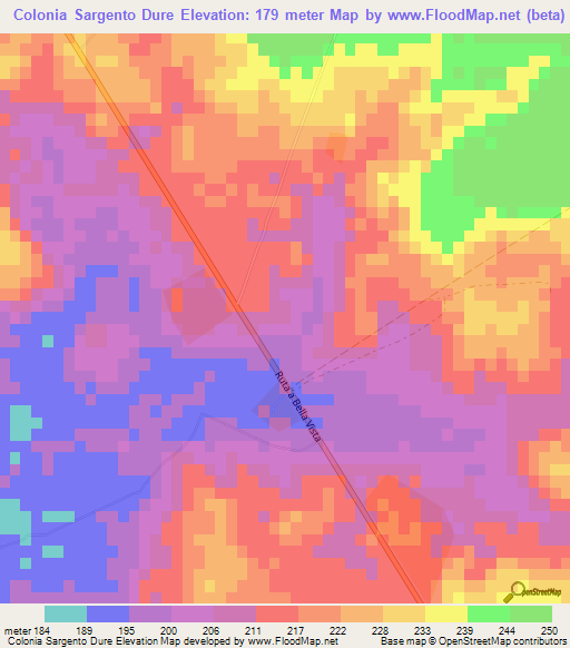 Colonia Sargento Dure,Paraguay Elevation Map