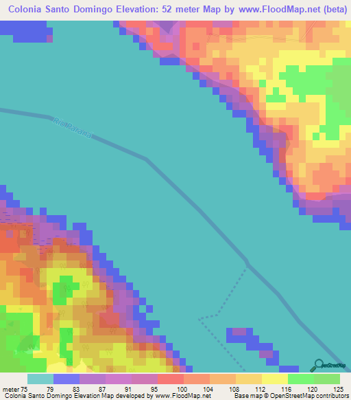 Colonia Santo Domingo,Paraguay Elevation Map