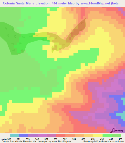 Colonia Santa Maria,Paraguay Elevation Map