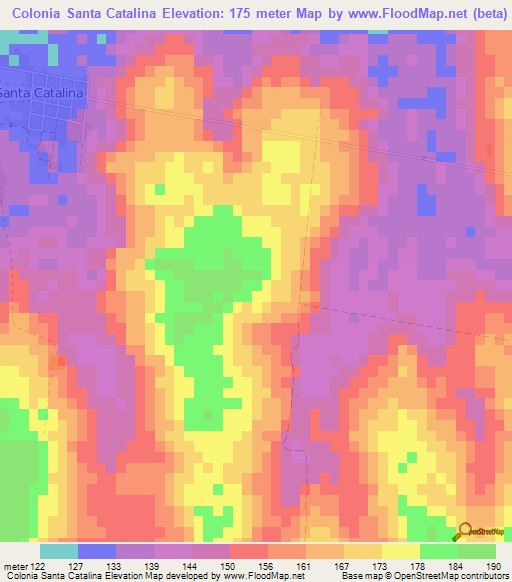 Colonia Santa Catalina,Paraguay Elevation Map