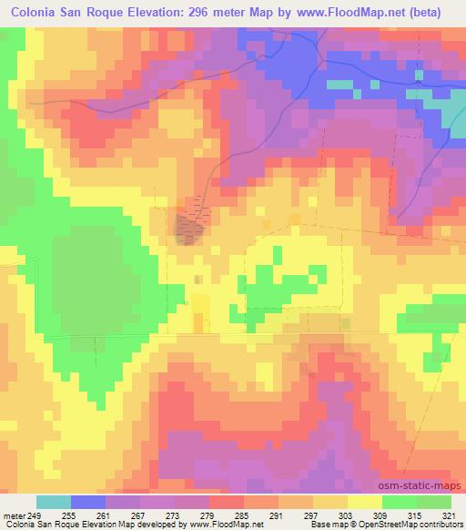 Colonia San Roque,Paraguay Elevation Map