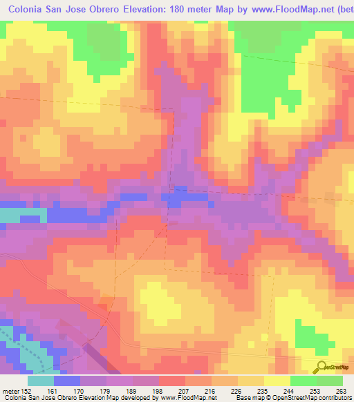 Colonia San Jose Obrero,Paraguay Elevation Map