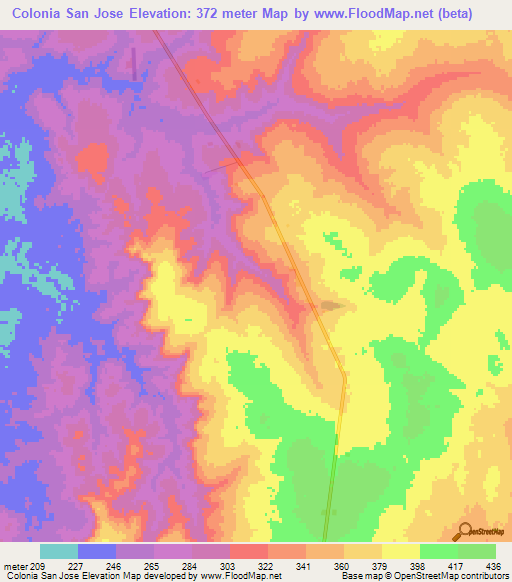Colonia San Jose,Paraguay Elevation Map