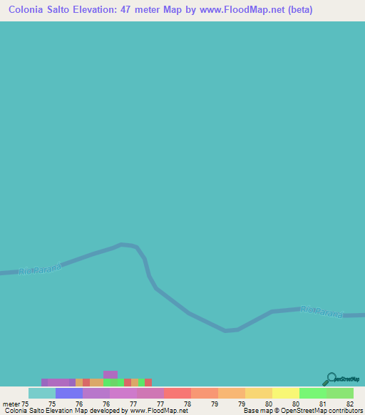 Colonia Salto,Paraguay Elevation Map