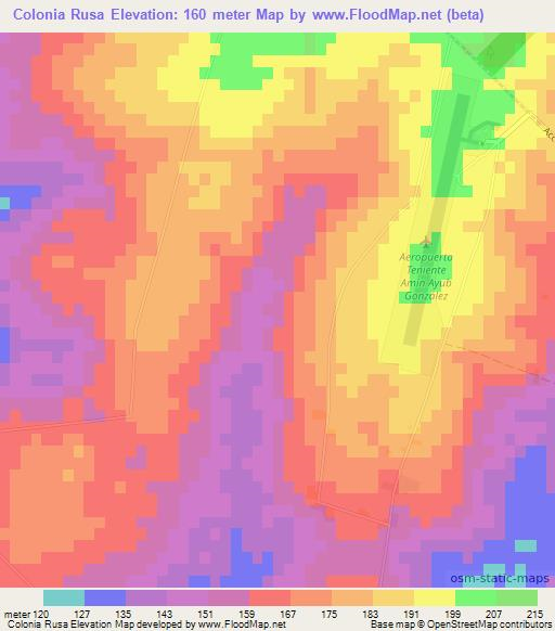 Colonia Rusa,Paraguay Elevation Map