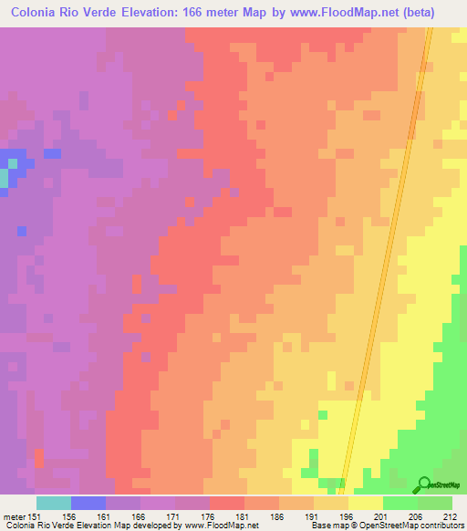 Colonia Rio Verde,Paraguay Elevation Map