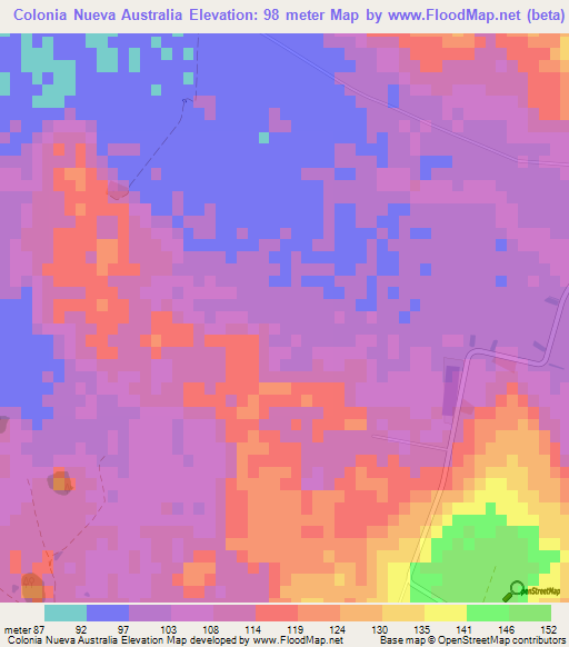 Colonia Nueva Australia,Paraguay Elevation Map