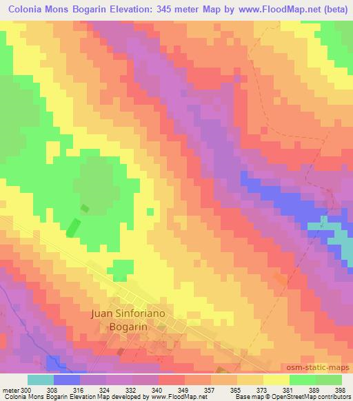 Colonia Mons Bogarin,Paraguay Elevation Map