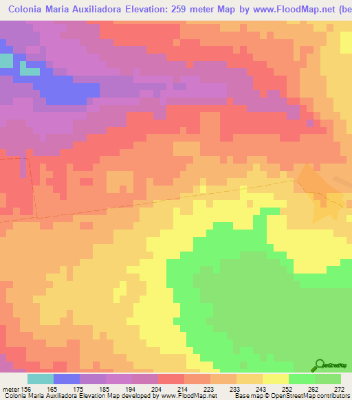 Colonia Maria Auxiliadora,Paraguay Elevation Map