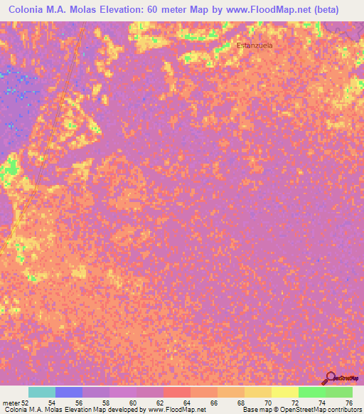 Colonia M.A. Molas,Paraguay Elevation Map