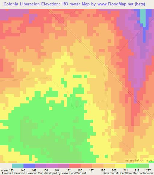 Colonia Liberacion,Paraguay Elevation Map