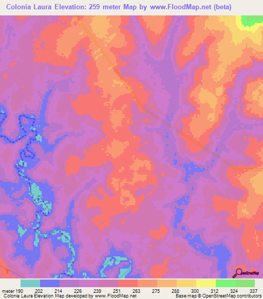 Colonia Laura,Paraguay Elevation Map