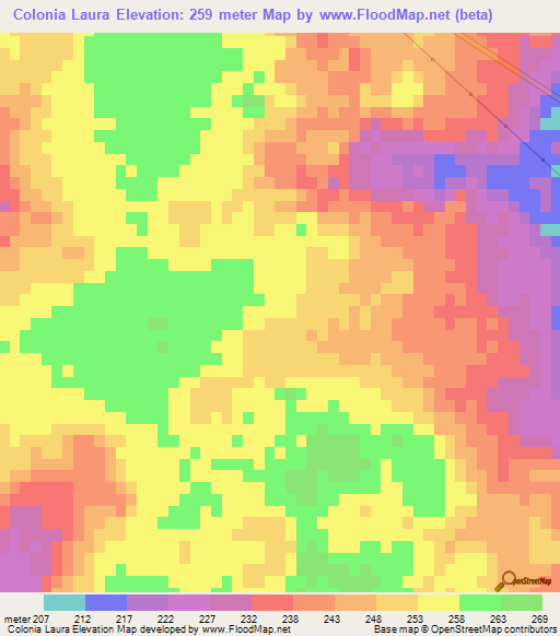 Colonia Laura,Paraguay Elevation Map