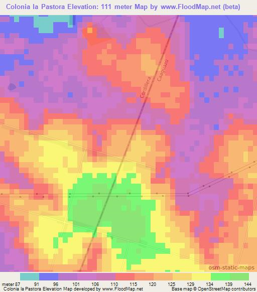 Colonia la Pastora,Paraguay Elevation Map