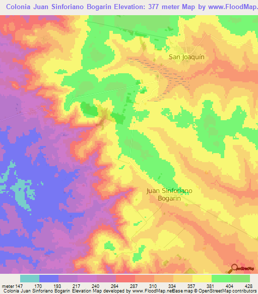Colonia Juan Sinforiano Bogarin,Paraguay Elevation Map
