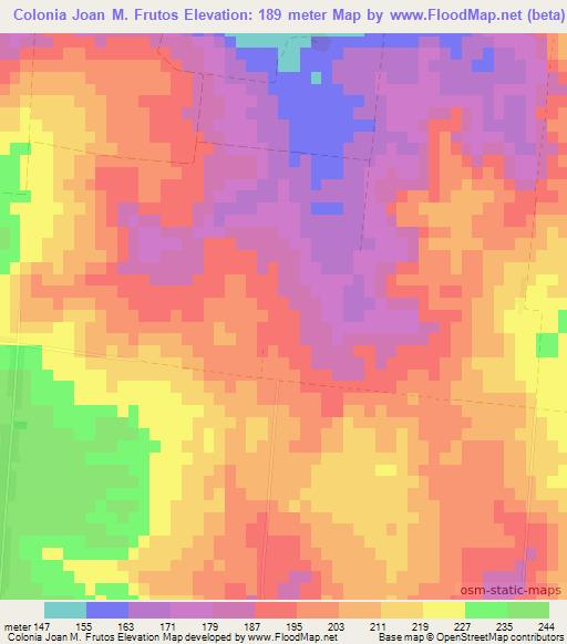 Colonia Joan M. Frutos,Paraguay Elevation Map