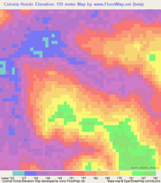 Colonia Hondo,Paraguay Elevation Map