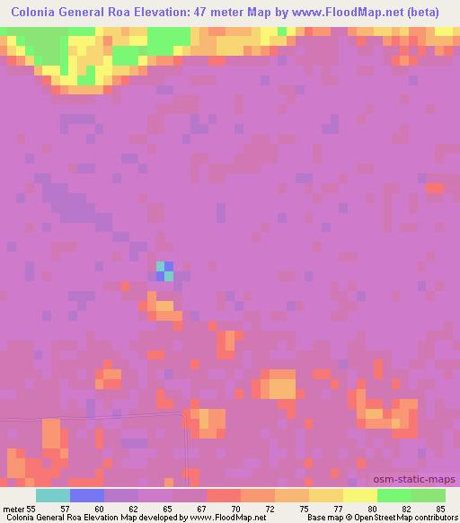 Colonia General Roa,Paraguay Elevation Map