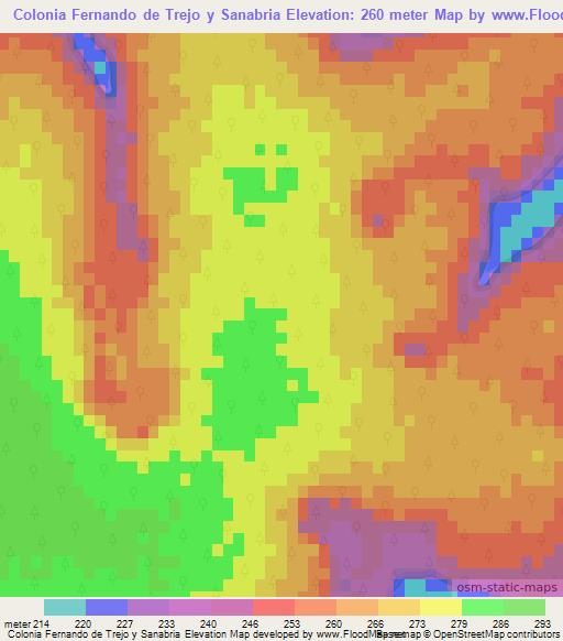 Colonia Fernando de Trejo y Sanabria,Paraguay Elevation Map