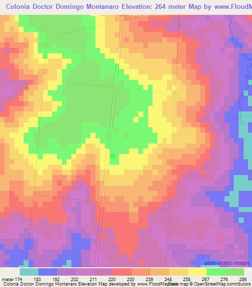 Colonia Doctor Domingo Montanaro,Paraguay Elevation Map