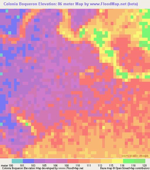 Colonia Boqueron,Paraguay Elevation Map