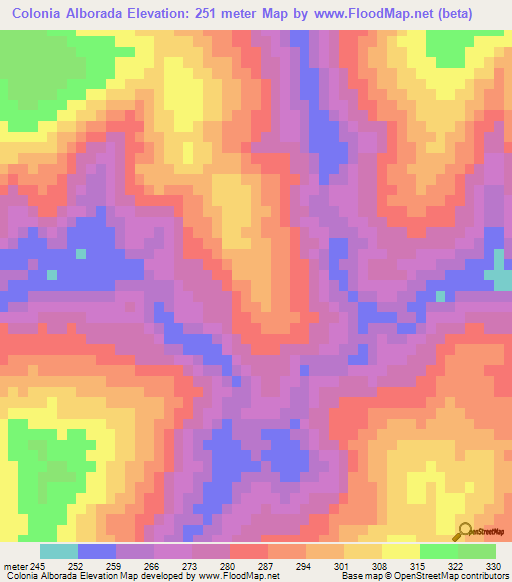 Colonia Alborada,Paraguay Elevation Map