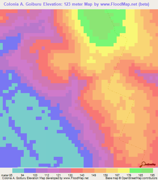 Colonia A. Goiburu,Paraguay Elevation Map