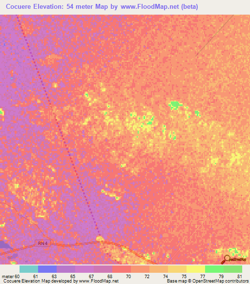 Cocuere,Paraguay Elevation Map