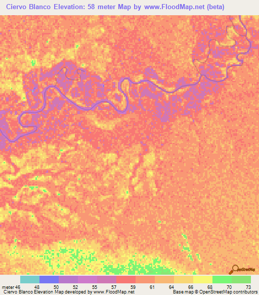 Ciervo Blanco,Paraguay Elevation Map
