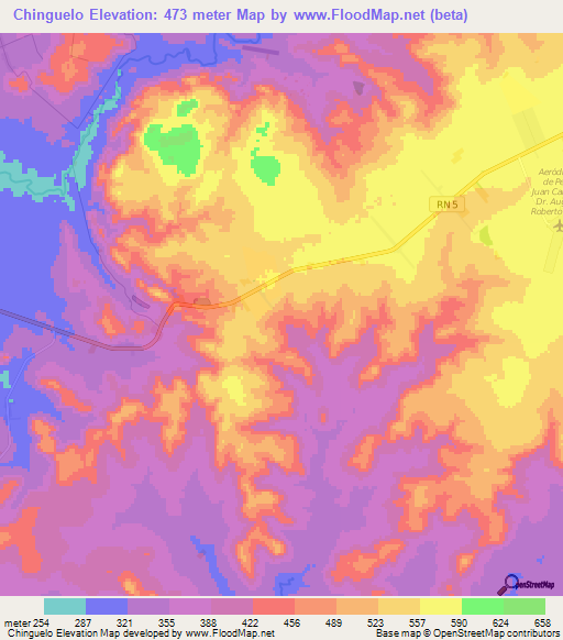 Chinguelo,Paraguay Elevation Map