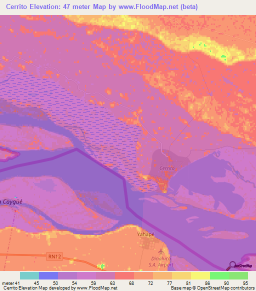 Cerrito,Paraguay Elevation Map
