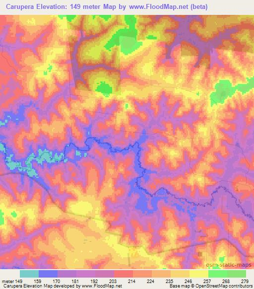 Carupera,Paraguay Elevation Map