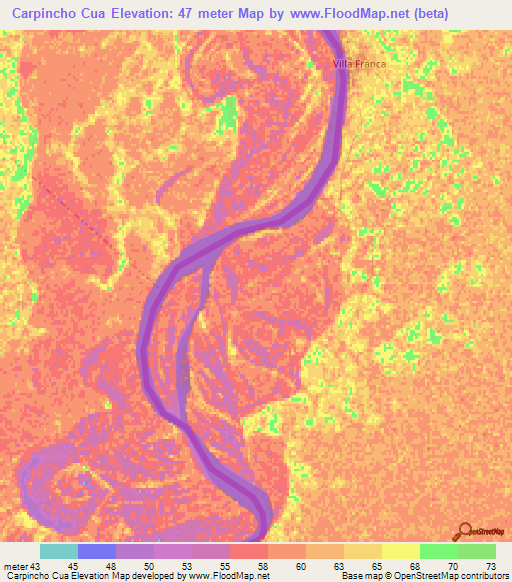 Carpincho Cua,Paraguay Elevation Map
