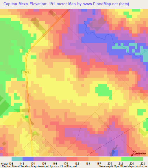 Capitan Meza,Paraguay Elevation Map
