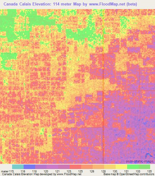 Canada Calais,Paraguay Elevation Map