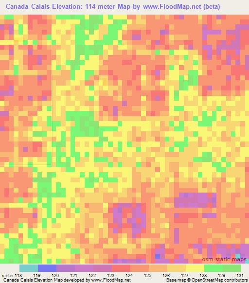 Canada Calais,Paraguay Elevation Map