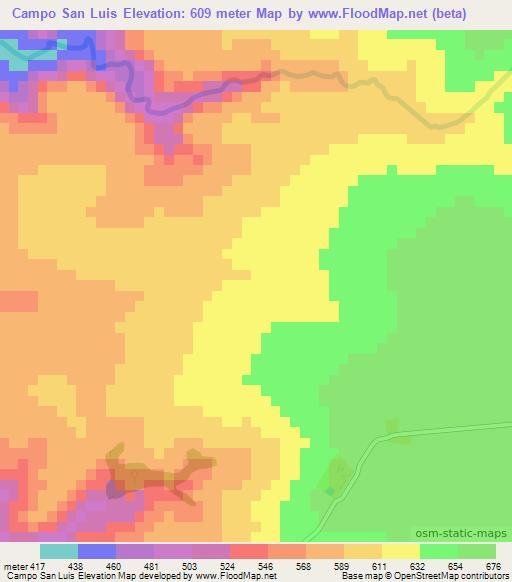 Campo San Luis,Paraguay Elevation Map