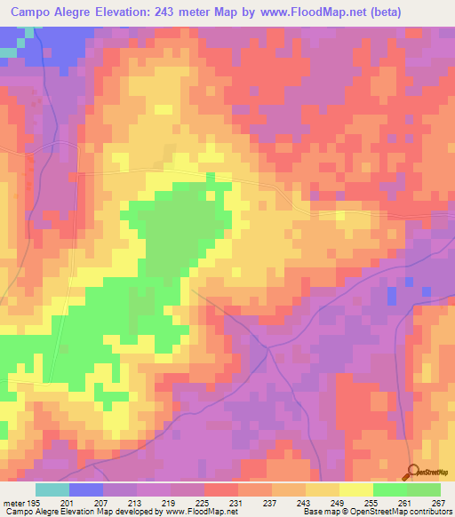 Campo Alegre,Paraguay Elevation Map