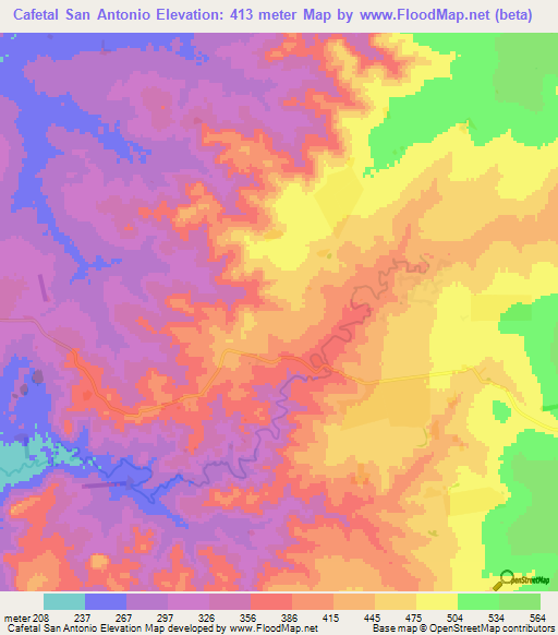 Cafetal San Antonio,Paraguay Elevation Map
