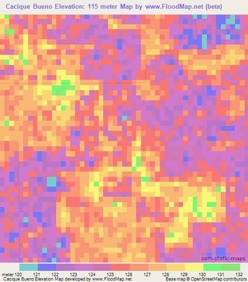 Cacique Bueno,Paraguay Elevation Map