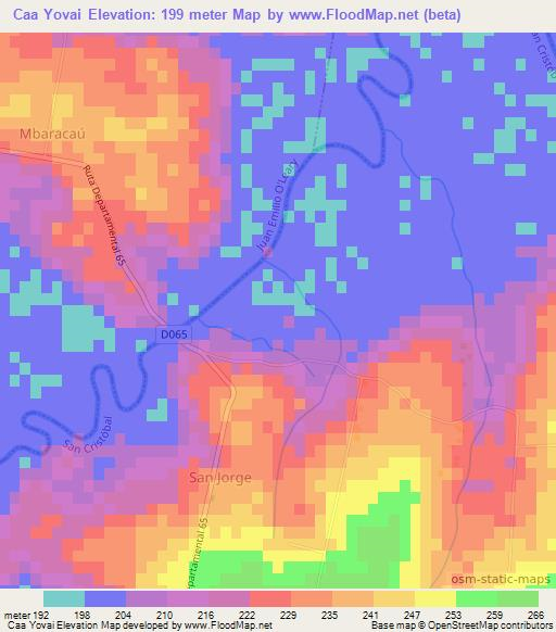 Caa Yovai,Paraguay Elevation Map