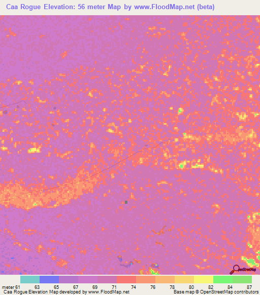 Caa Rogue,Paraguay Elevation Map