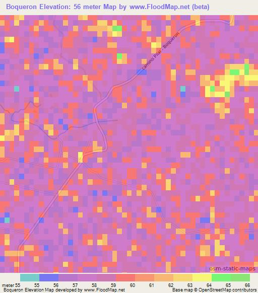 Boqueron,Paraguay Elevation Map